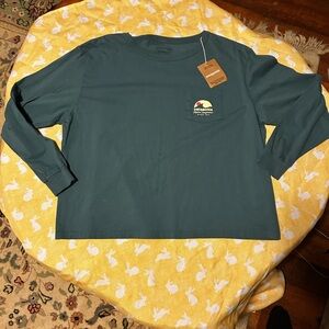 Patagonia Women’s Long-Sleeve Pocket T-Shirt Wetland Blue Organic NWT